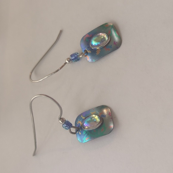 Holly Yashi Blue Silver Dangle Earrings - Picture 1 of 9